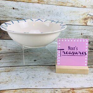 Pfaltzgraff CLOVERHILL PLAID Green Square Blue On Rimmed Round Vegetable Bowl